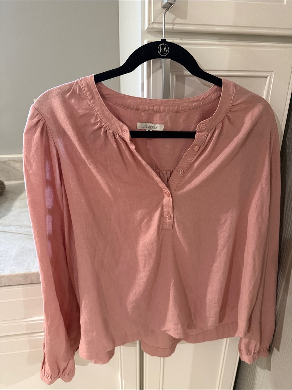 Z Supply Dusty Pink Long-Sleeve Henley Blouse